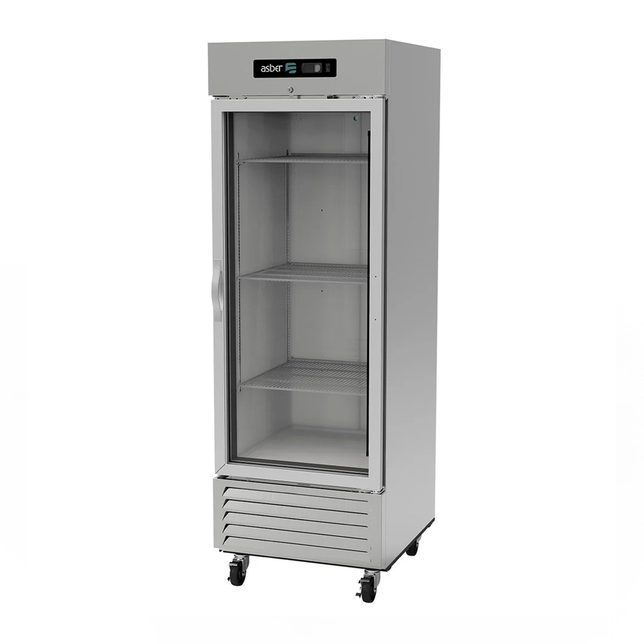 Refrigerador de Acero Inoxidable 1 Puerta de Vidrio 23 Pies Cúbicos ASBER ARR-23-G-H-HC