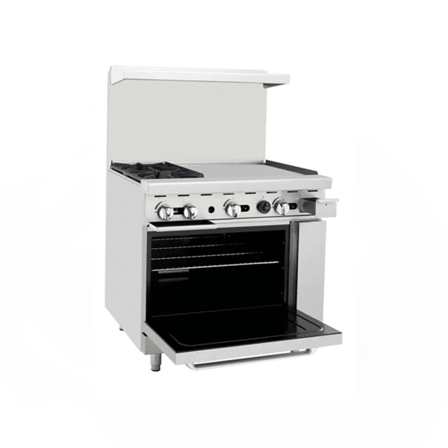 Estufa 2 Quemadores y Plancha con Horno a Gas Atosa AGR-2B24GR-36 - Imagen 2
