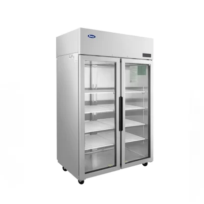 Congelador Exhibidor de Acero Inoxidable 2 Puertas de Vidrio 46 Pies Cúbicos Atosa MCF8703ES