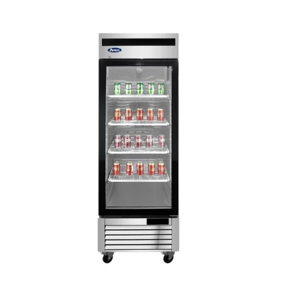 Congelador Exhibidor de Acero Inoxidable 1 Puerta de Vidrio 19 Pies Cúbicos Atosa MCF8701GR